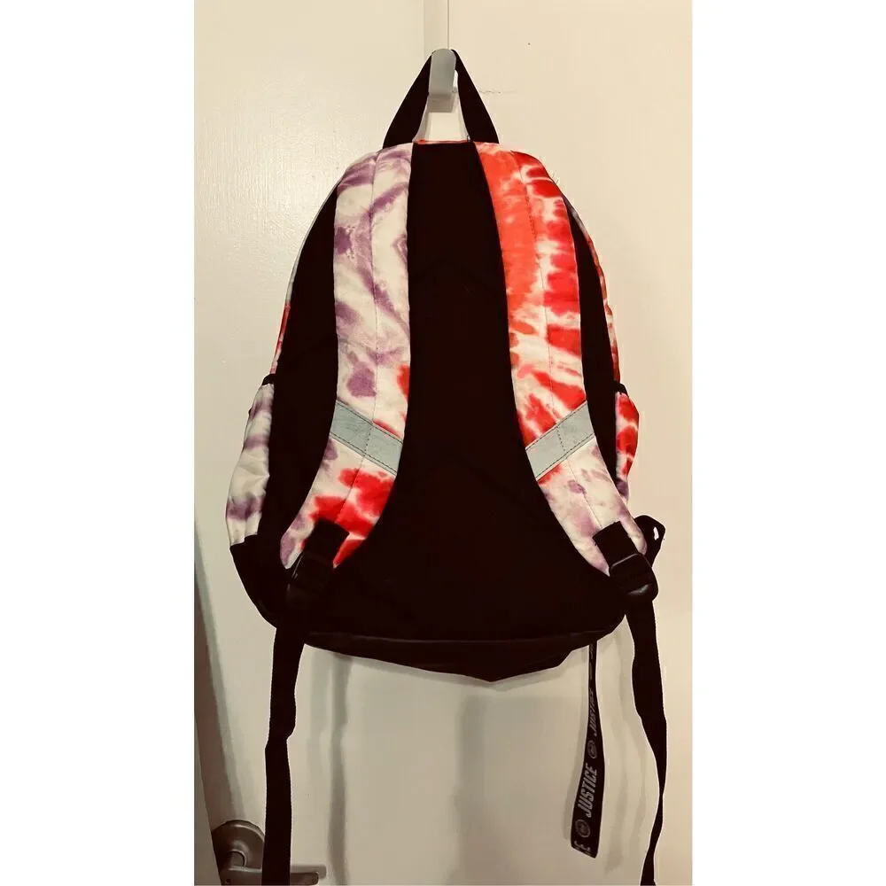 JUSTICE LARGE PINK AND PURPLE TIE DYE BACKPACK